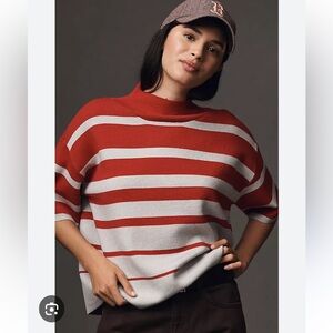 Anthropologie NWT The Carys Mock-Neck Sweater by Maeve: Short-Sleeve Edition L.